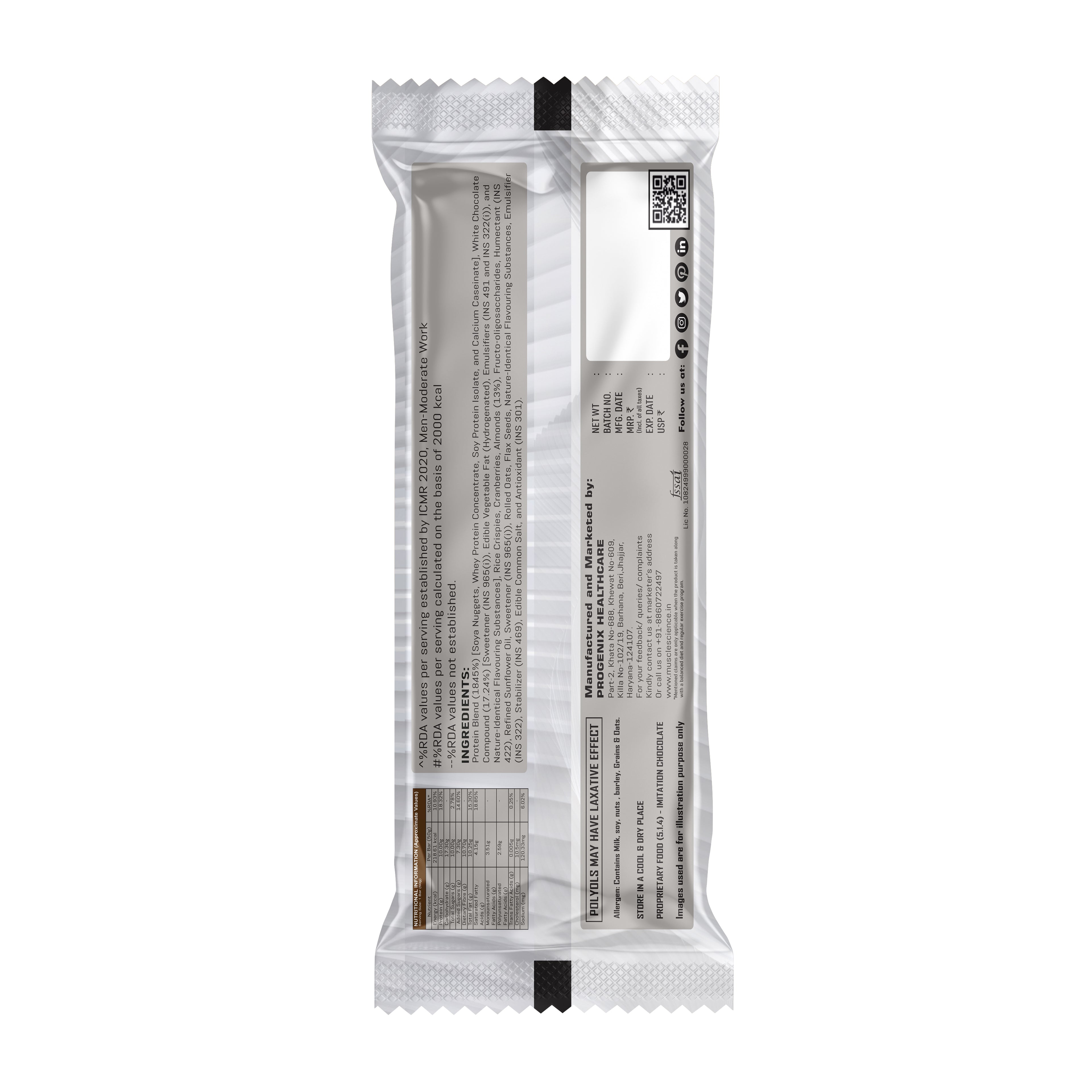 MuscleScience Protein Bar – Mango Cranberries | 10g Protein