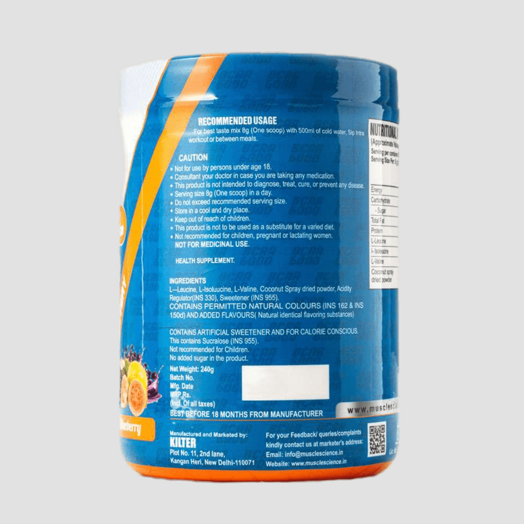 RELOADED BCAA 600 HYDRATE & RECOVER – 30 SERVINGS, GUAVA BLUEBERRY FLAVOUR