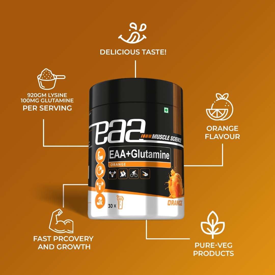 EAA (ESSENTIAL AMINO) + GLUTAMINE – 30 SERVINGS ORANGE