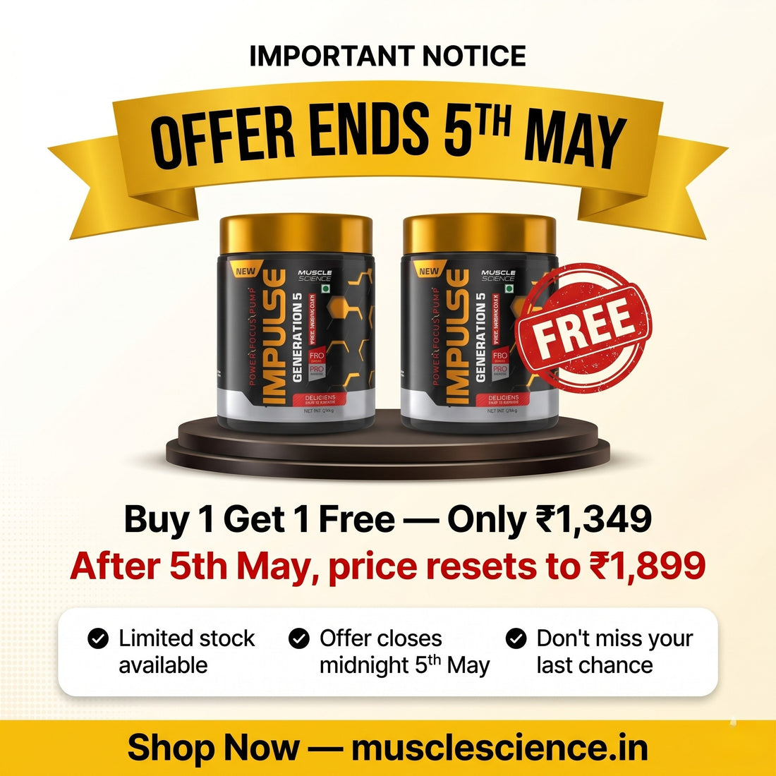 IMPULSE Gen 5 Pre Workout ( Buy 1 Get 1 Free )